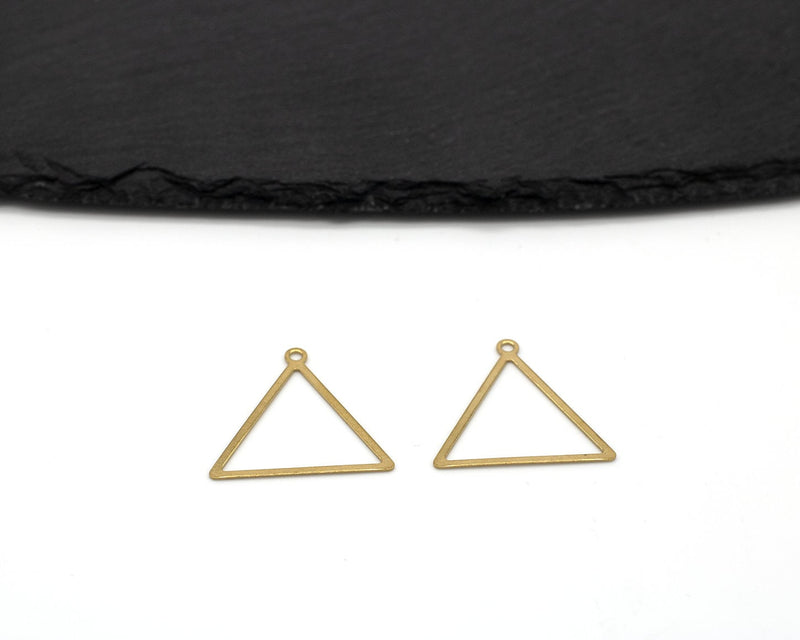 8 x Raw Brass Open Triangle Drop Pendants, 28x27mm Open Bezel Triangle (C0687)