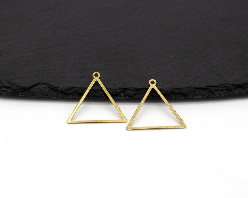 8 x Raw Brass Open Triangle Drop Pendants, 28x27mm Open Bezel Triangle (C0687)