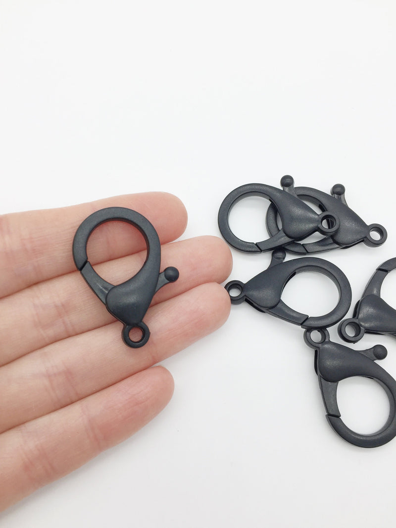 6 x Black Plastic Lobster Clasps, 35x25mm (3501)