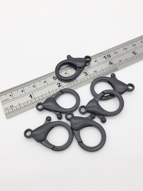 6 x Black Plastic Lobster Clasps, 35x25mm (3501)