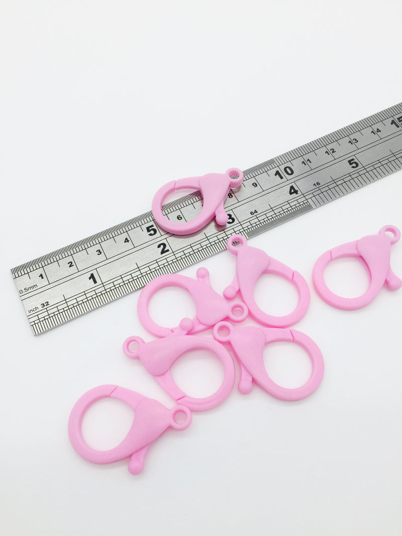 6 x Pink Plastic Lobster Clasps, 35x25mm (3503)