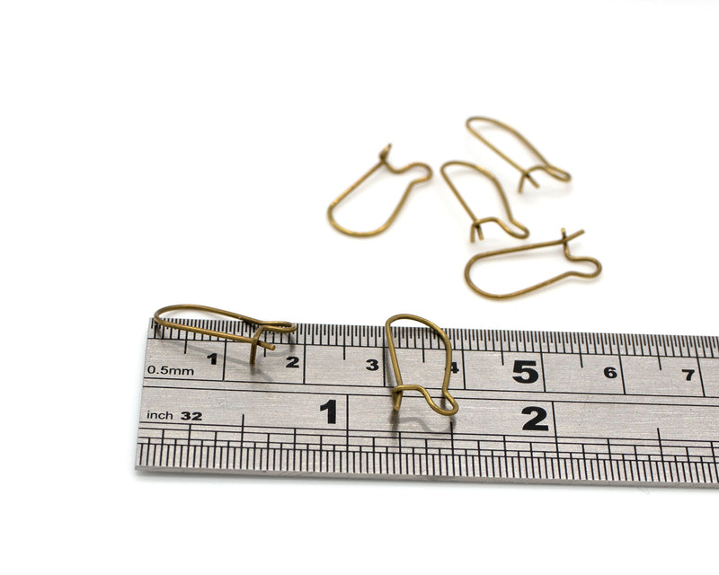 10 pairs x Raw Brass Kidney Ear Wire, 18mm Earring Hooks (C0634)