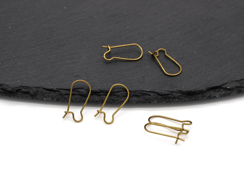 10 pairs x Raw Brass Kidney Ear Wire, 18mm Earring Hooks (C0634)