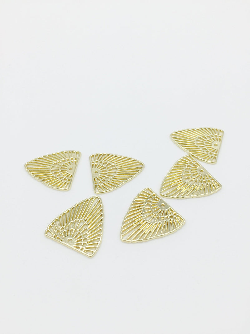 6 x Gold Wing Pendants, 23x21mm Cut-out Wing Charms (1617)