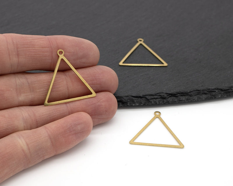 8 x Raw Brass Open Triangle Drop Pendants, 28x27mm Open Bezel Triangle (C0687)