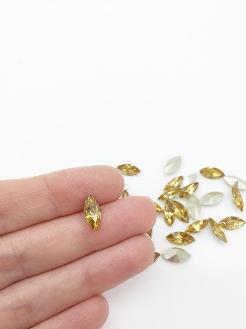 24 x 6x12mm Golden Shadow Crystal Navette Rhinestones, Foiled Back (2254)