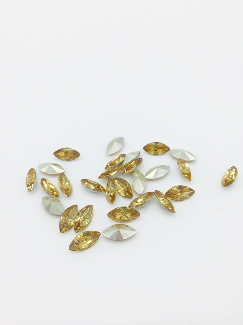 24 x 6x12mm Golden Shadow Crystal Navette Rhinestones, Foiled Back (2254)