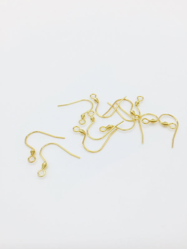 10 pairs x Gold Plated Stainless Steel Plain Earring Hooks (1109)