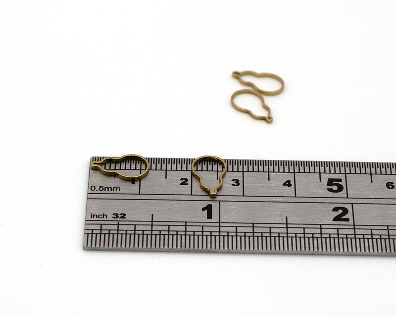 20 x Raw Brass Calabash Charms, 12x7mm Connectors (C0651)