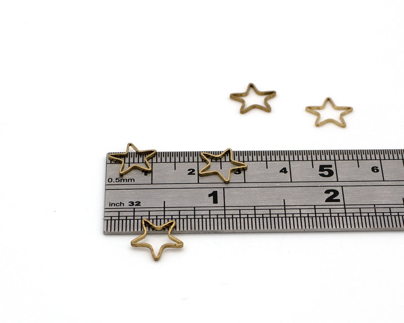 40 x Raw Brass Open Star Linking Rings, 11mm (C0652)