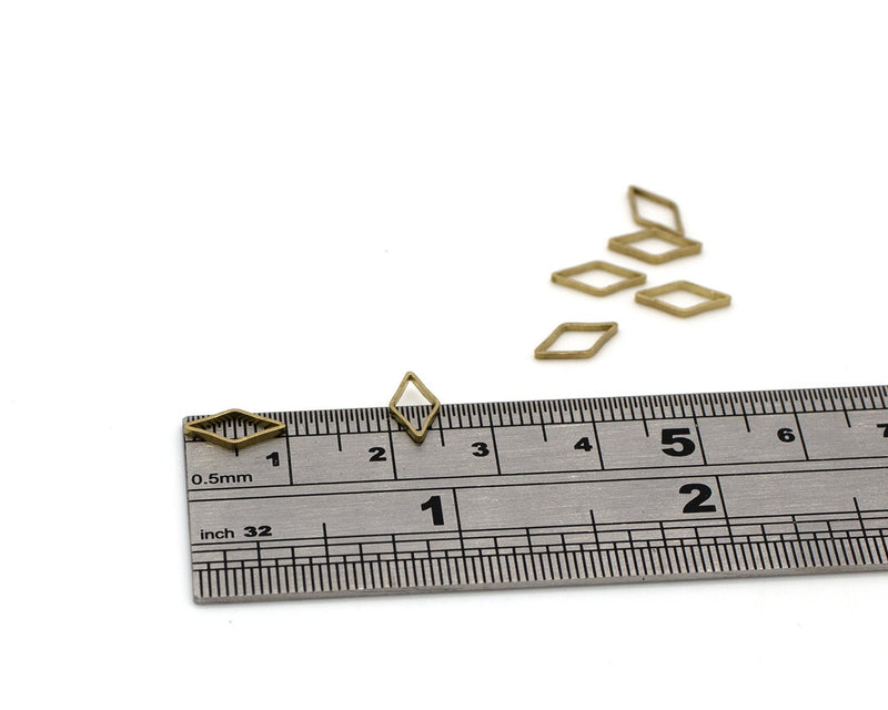 20 x Raw Brass Rhombus Connectors, 10x5mm (C0653)