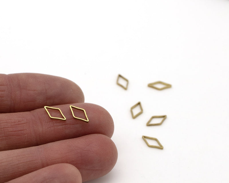 20 x Raw Brass Rhombus Connectors, 10x5mm (C0653)