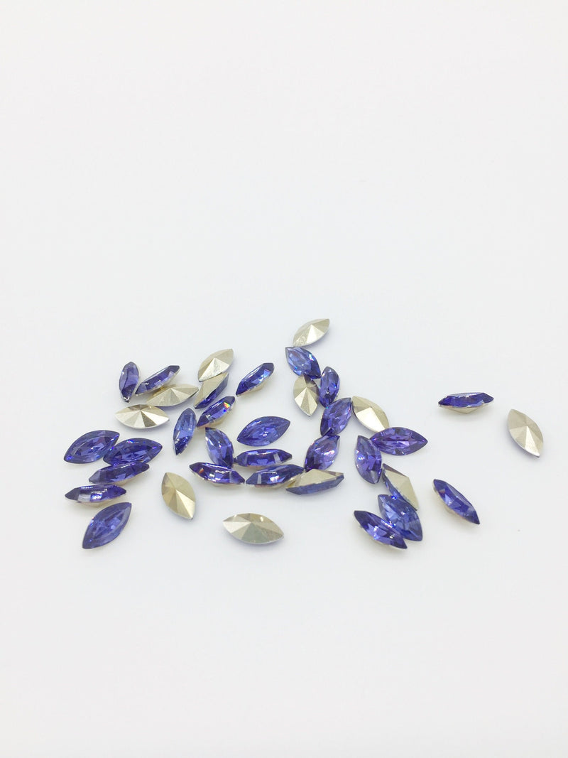 24 x 5x10mm Purple Crystal Navette Rhinestones, Foiled Back (2258)