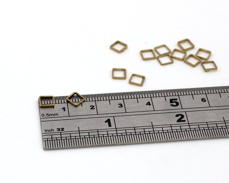 20 x Raw Brass Open Square Connectors, 5mm (C0656)