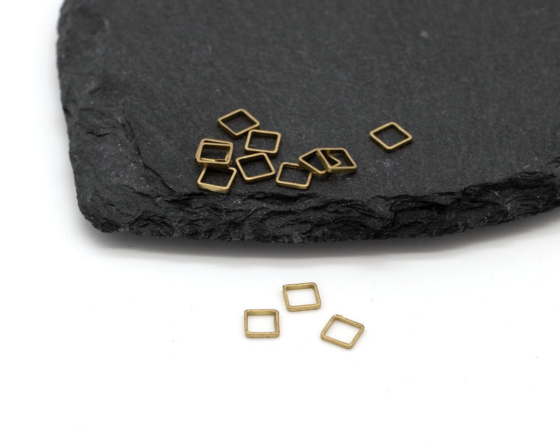 20 x Raw Brass Open Square Connectors, 5mm (C0656)