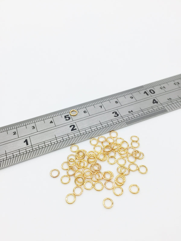 100 x 18K Gold Plated Brass Jump Rings, 4.5x0.7mm (3332)