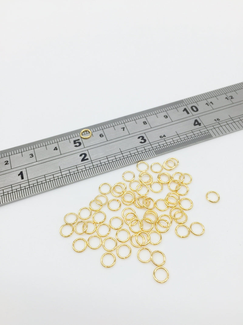 100 x 18K Gold Plated Brass Jump Rings, 5x0.7mm (3333)