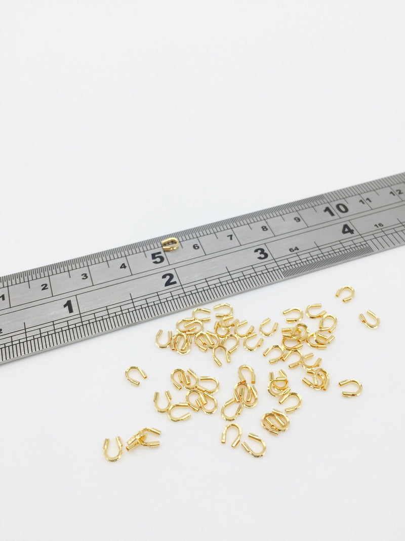 50 x 18K Gold Plated Brass Terminators Wire Protectors, 4.5x4mm (3334)