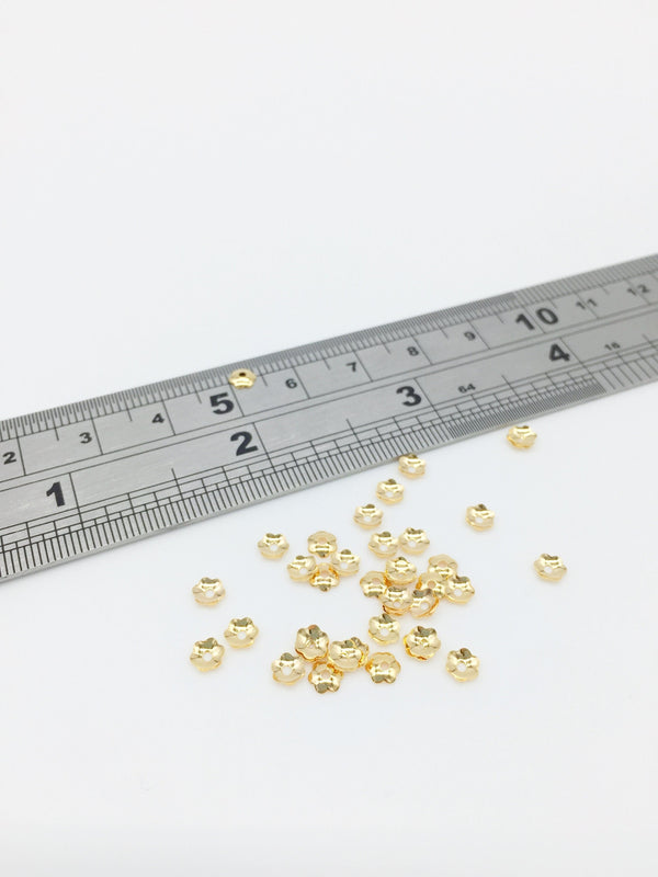 50 x 18K Gold Plated Bead Caps, 4mm (3339)