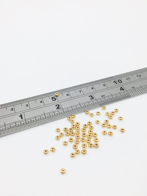 100 x 18K Gold Plated Rondelle Spacer Beads, 3x2mm (3344)