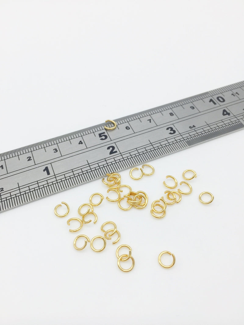 100 x Gold Plated Stainless Steel Open Rings, 5x0.8mm (3307)