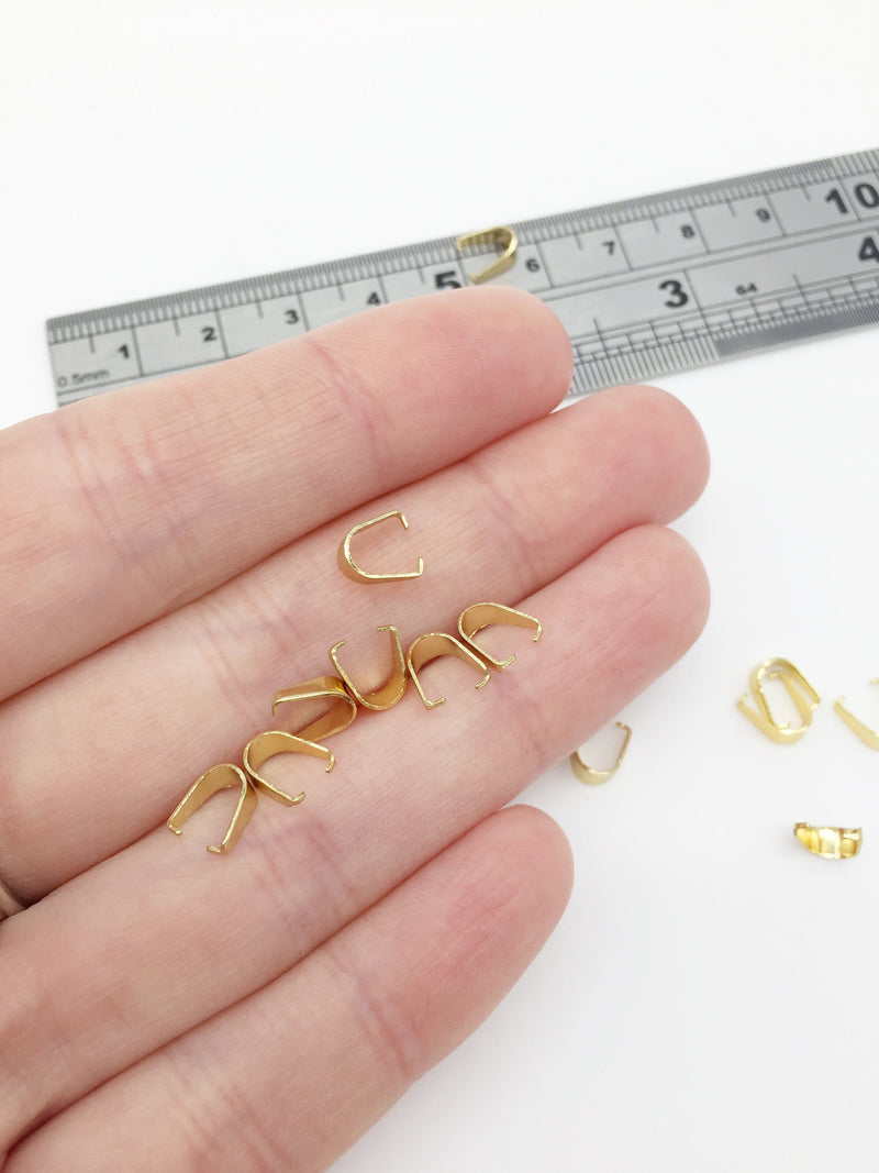 10 x Gold Plated Stainless Steel Pinch Bails, 7x3mm (SS054)