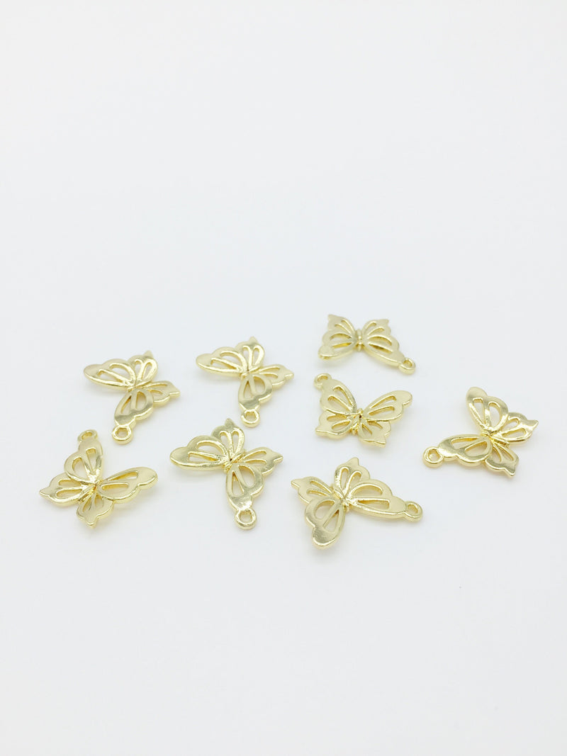 6 x Gold Plated Butterfly Charms, 19x15mm (1391)