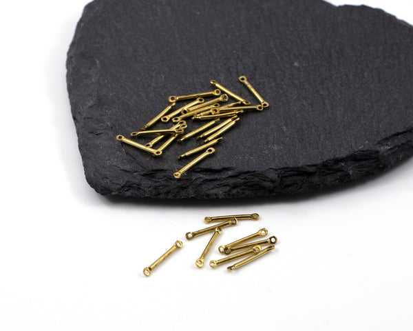 20 x Raw Brass Bar Connectors, 14x1mm (C0294)