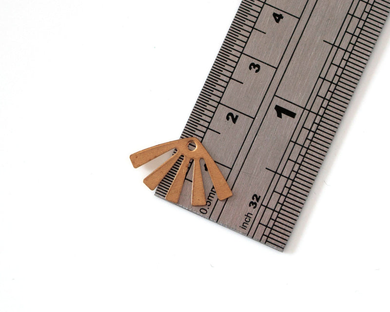 10 x Raw Brass Fan Charms, 20x12.5mm (C0065)