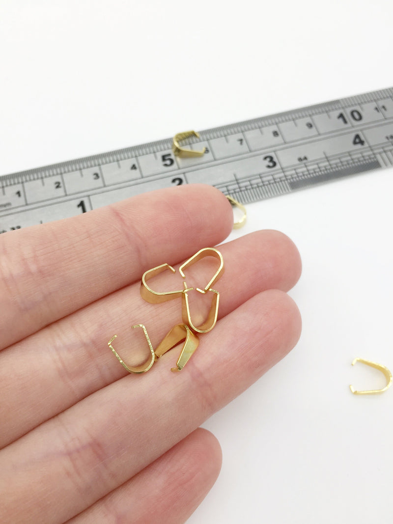 10 x Gold Plated Stainless Steel Snap Bails, 9x4mm (SS056)