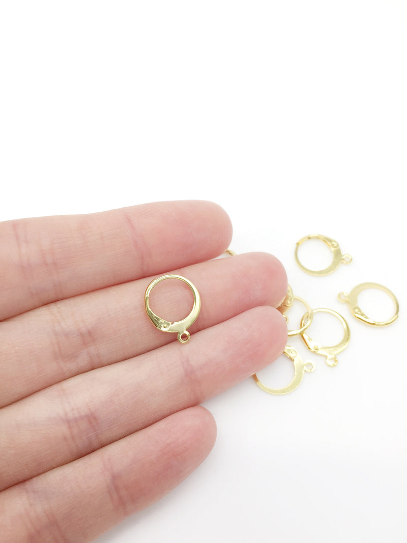 1 pair x 18K Gold Plated Leverback Earring Hoops, 14.5x12.5mm (1362)