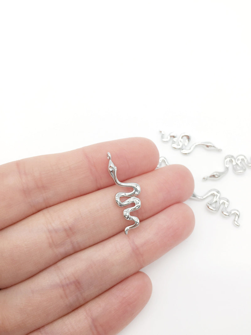 1 x Platinum Plated Snake Charm, 28x9mm (1367)