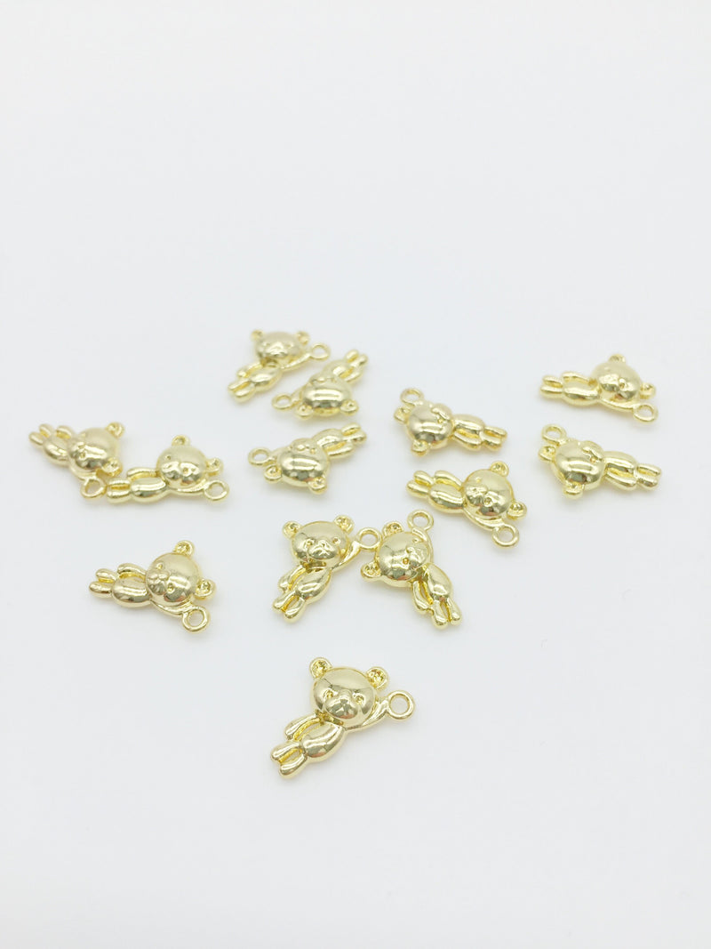 10 x Gold Plated Teddy Bear Charms, 15x11mm (2166)