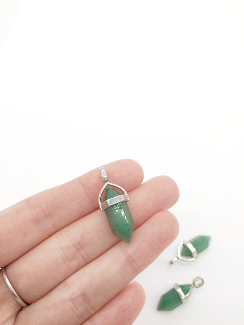 1 x Pointed Aventurine Crystal Pendant with Bail, 31x12mm (2175)