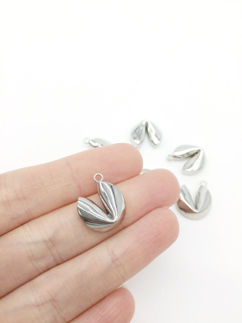 Platinum Plated Fortune Cookie Pendants, 17x15mm (2189)