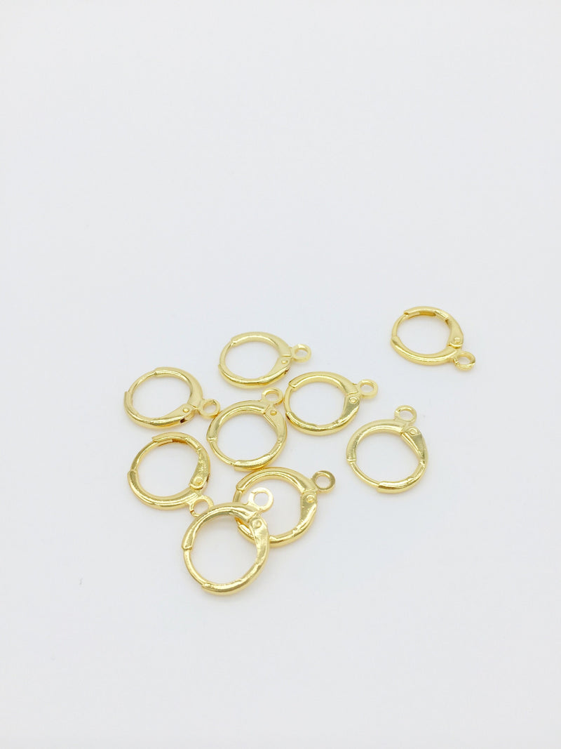 1 pair x 18K Gold Plated Leverback Earring Hoops, 15x12mm (2148G)