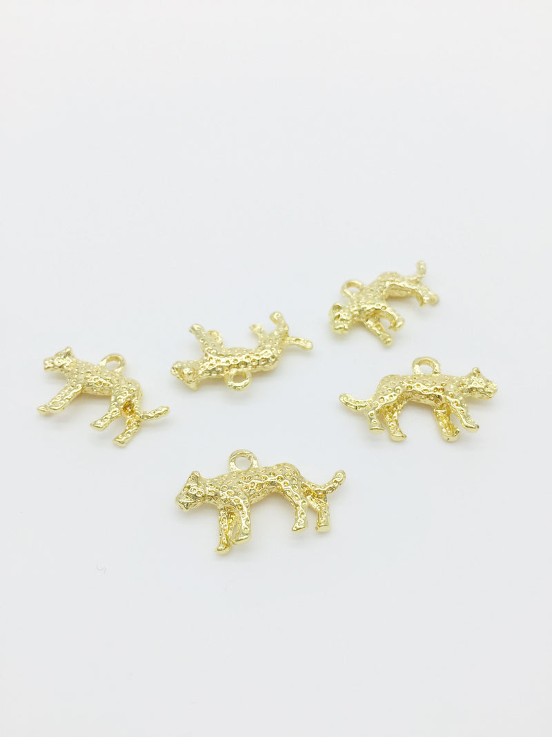 5 x Gold Plated Leopard Charms, 25x15mm (2125G)