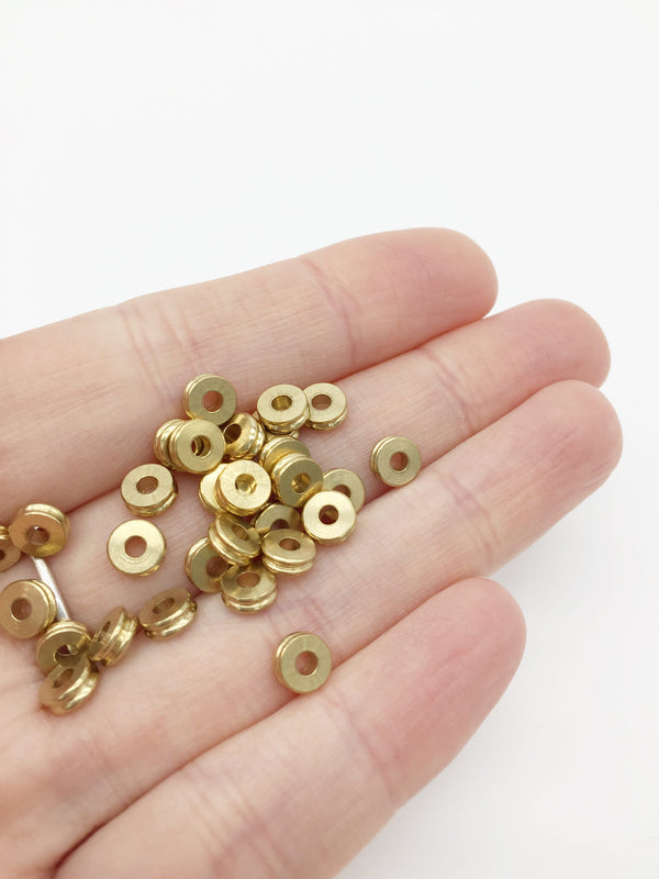 40 x Raw Brass Round Wheel Spacer Beads, 6mm (0023)