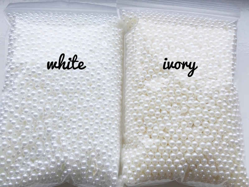 300 x Pearl Ivory Pearls No Hole Round Acrylic Off-white Beads, 4mm (3370)