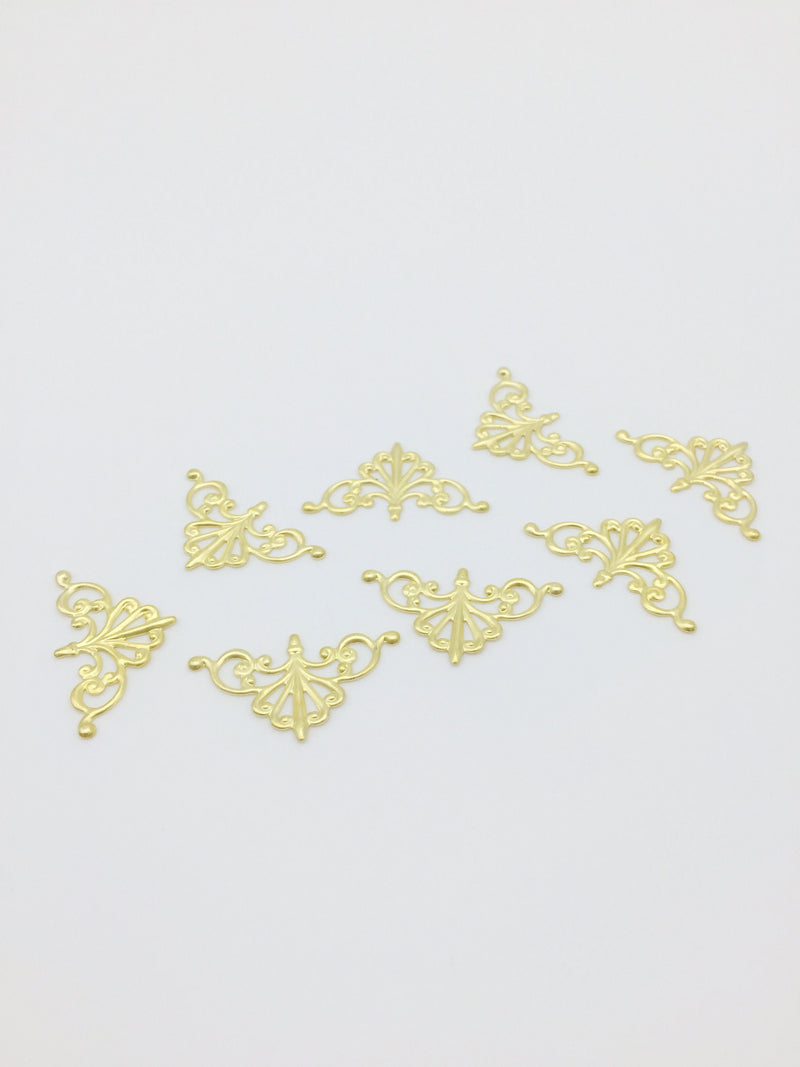 10 x Ornate Brass Filigree Stampings, 28x16mm (2748)