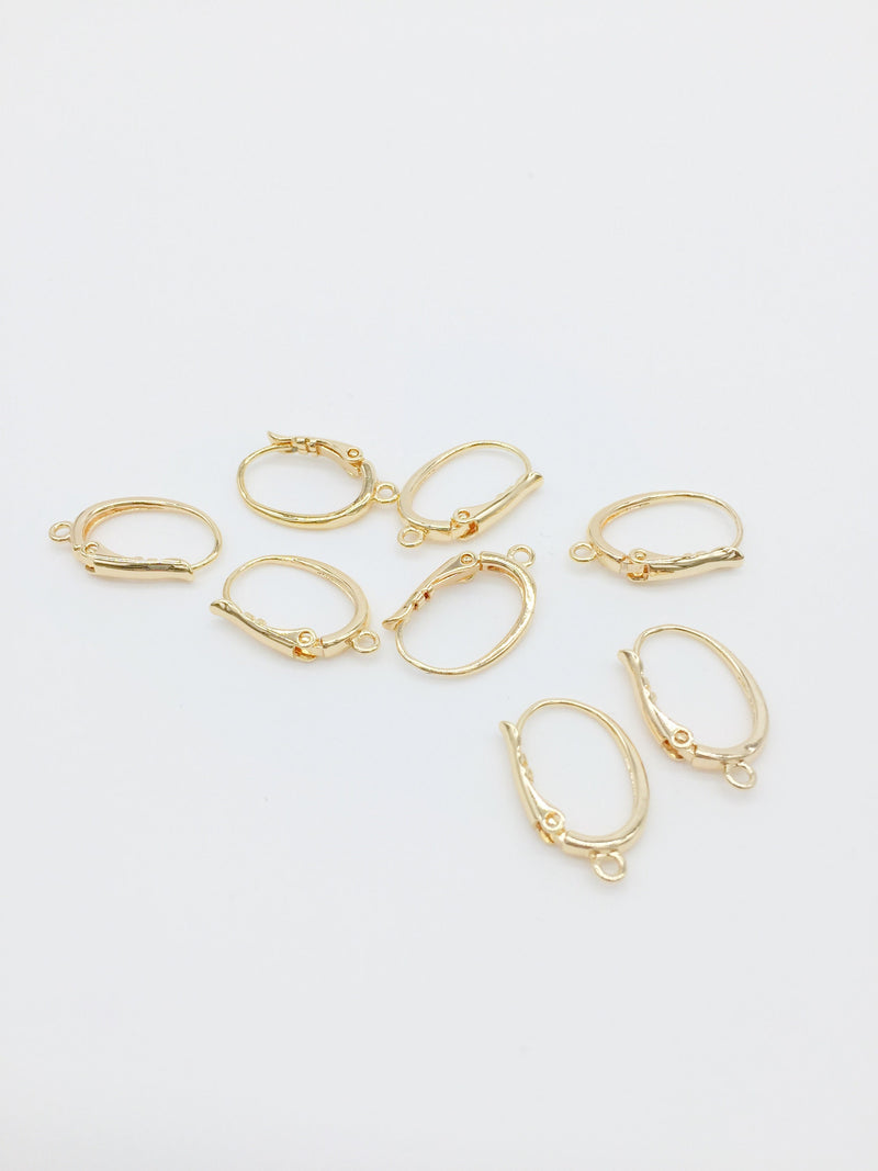 1 pair x 18K Gold Plated Oval Hoop Earrings with Loops, 21x12.5mm (2161)