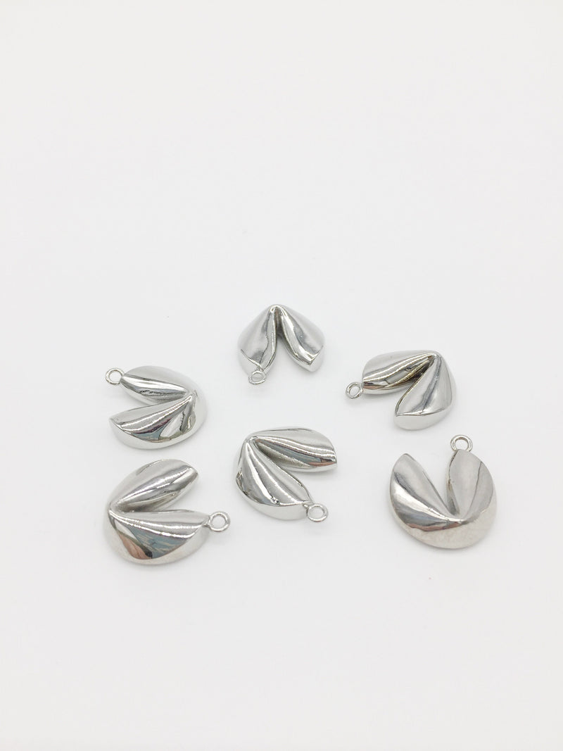 Platinum Plated Fortune Cookie Pendants, 17x15mm (2189)