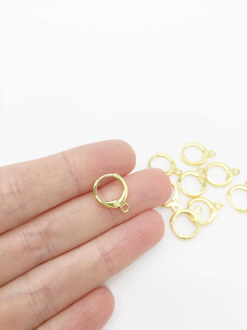 1 pair x 18K Gold Plated Leverback Earring Hoops, 15x12mm (2148G)