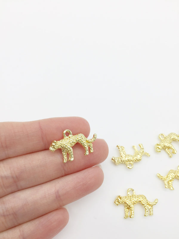 5 x Gold Plated Leopard Charms, 25x15mm (2125G)