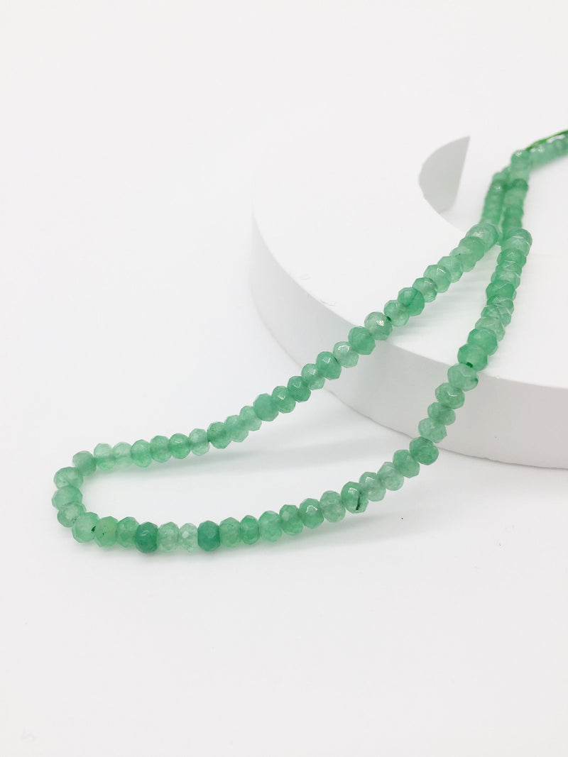 1 strand x Faceted Rondelle Green Malaysia Jade Beads 4x3mm (2127)