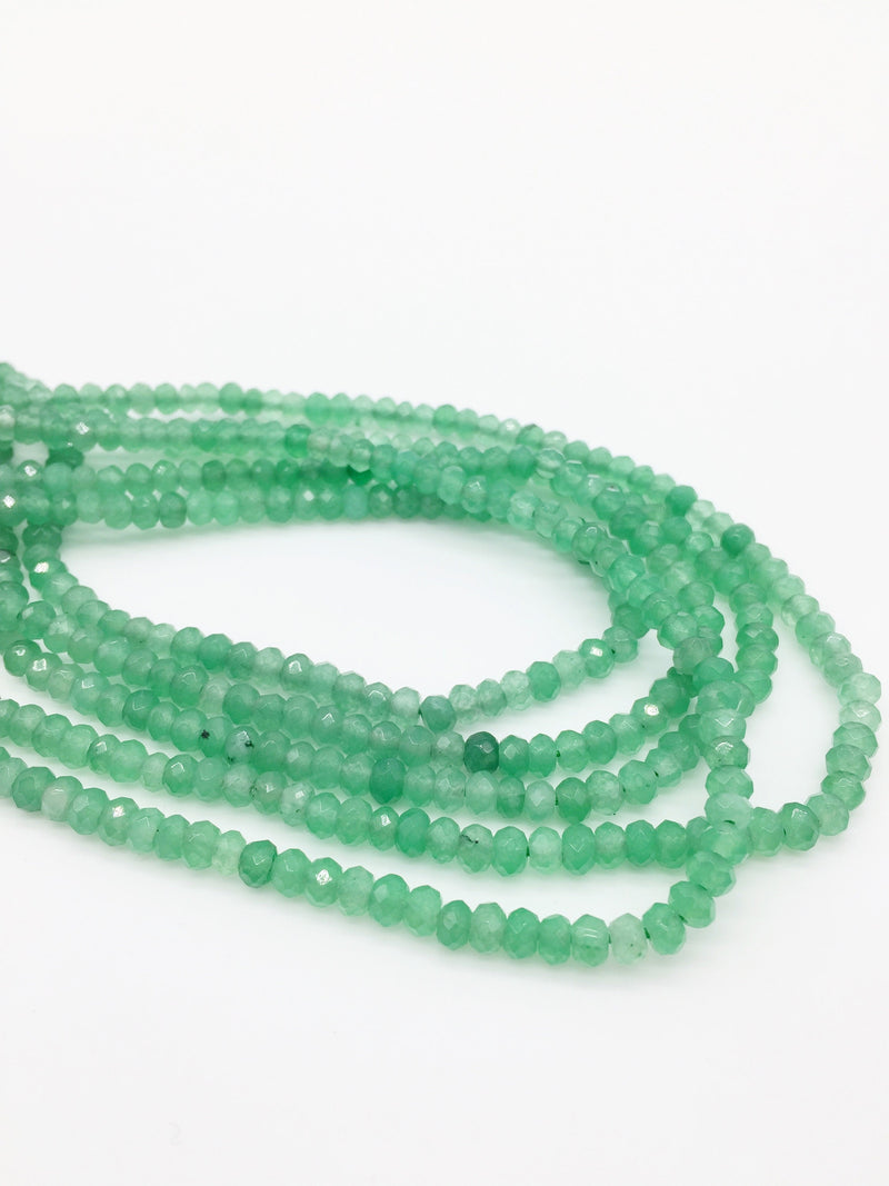 1 strand x Faceted Rondelle Green Malaysia Jade Beads 4x3mm (2127)