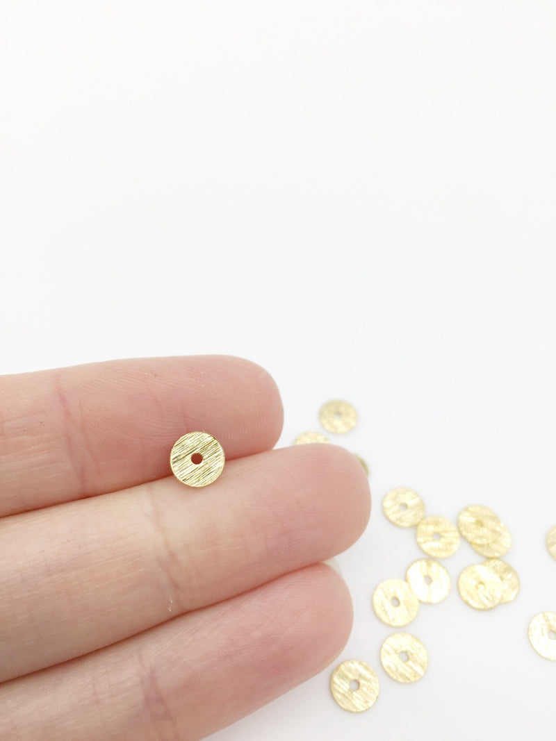 60 x Textured Raw Brass Heishi Spacer Beads, 6mm Flat Round Disc Spacers (0054)