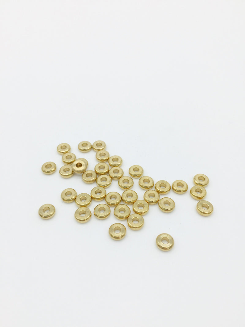 60 x Raw Brass Solid Flat Round Spacer Beads, 6x2mm (0056)