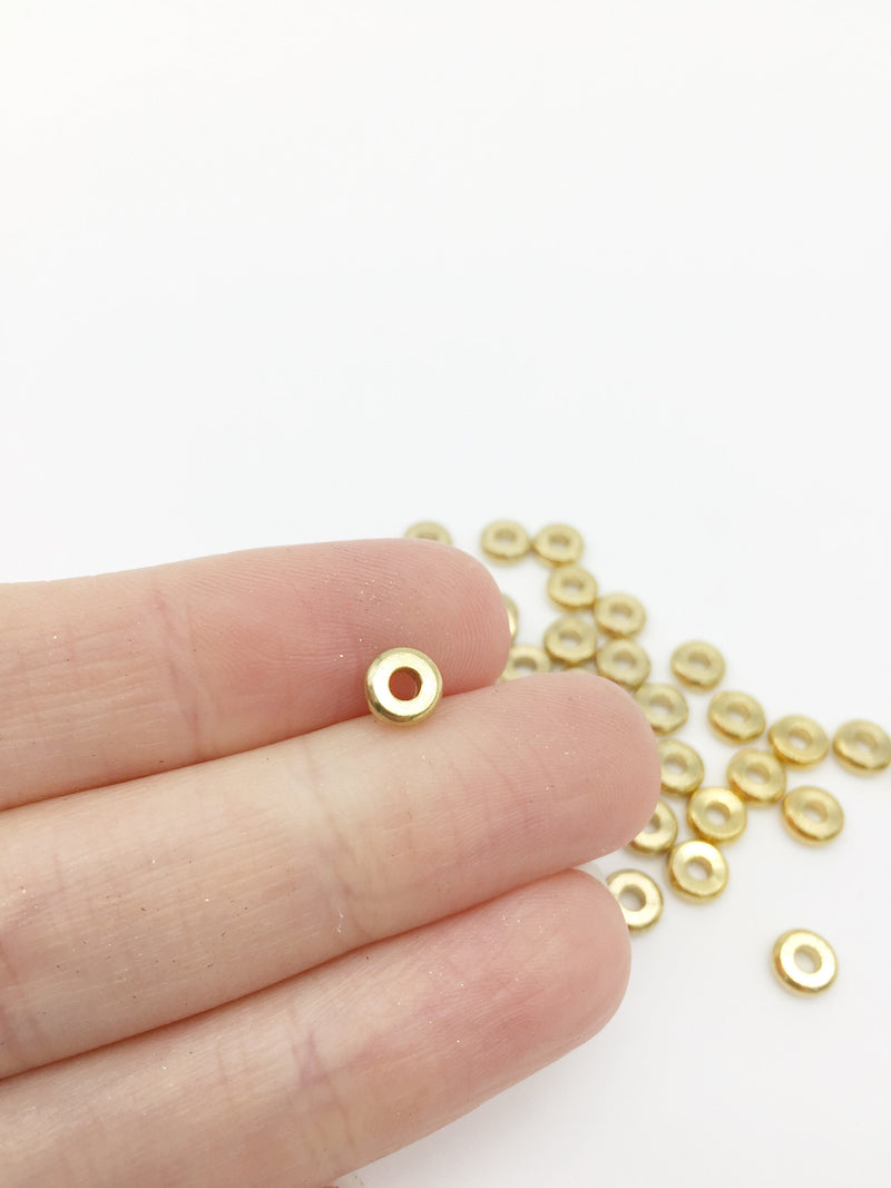 60 x Raw Brass Solid Flat Round Spacer Beads, 6x2mm (0056)