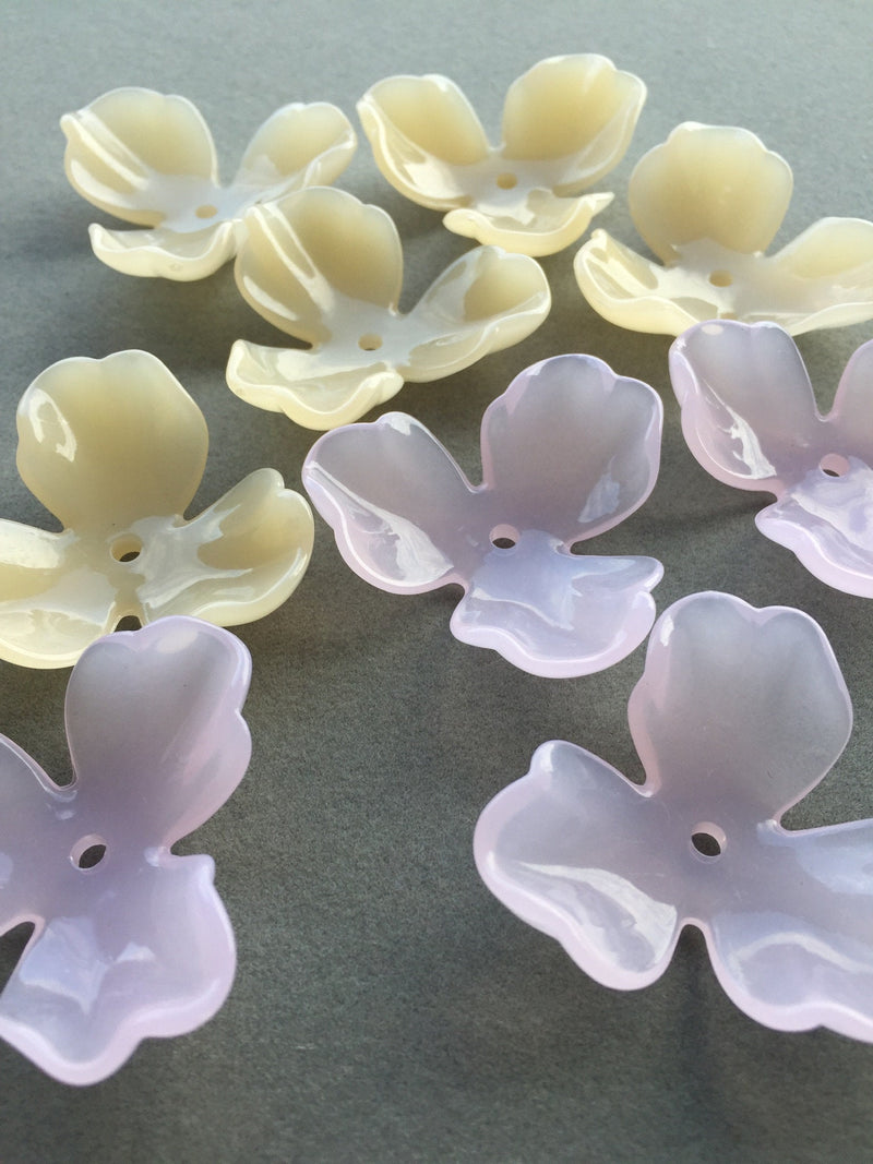 6 x Large Glossy Pink Acrylic Flower Beads, 39mm (3248)